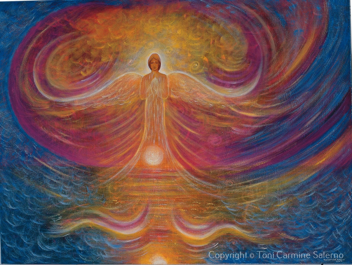 Свет посреди дня. Ангел в медитации. Единение тела и души. Энергетические картины. Энергия человека.