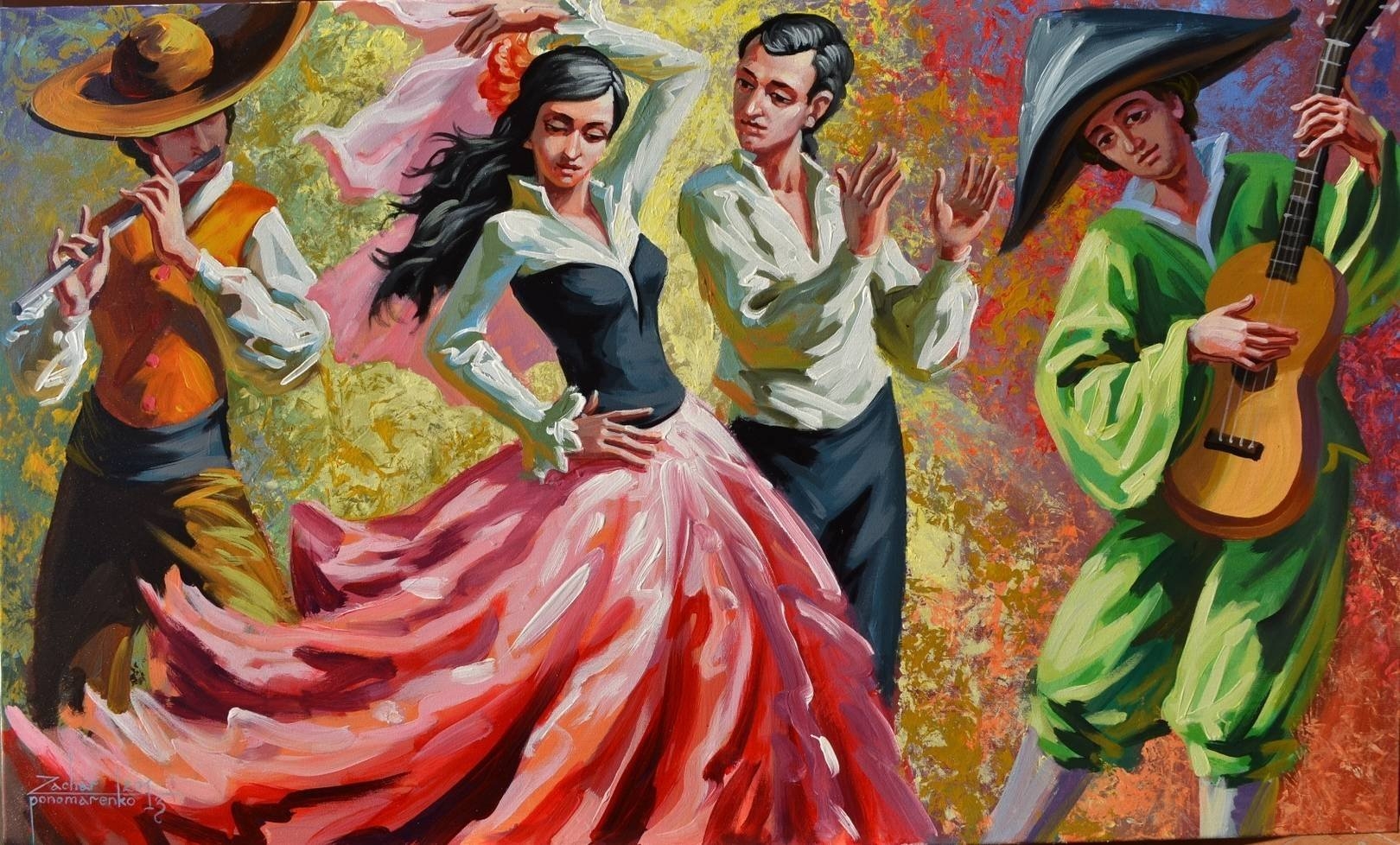 Танцы под веселые песни. Тарантелла танец картины. Художник Хабанера. Испанские мотивы в живописи. Цыгане в живописи.