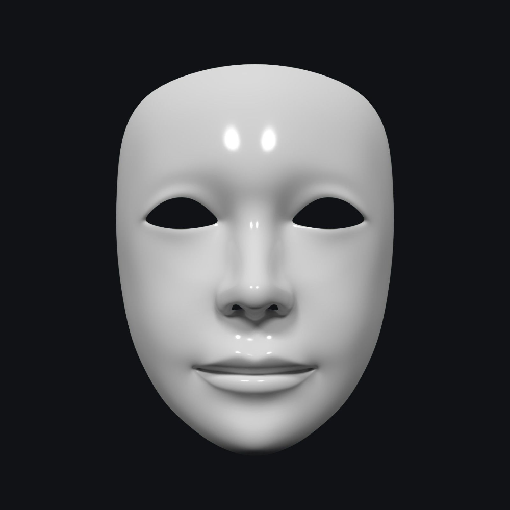 Белая театральная маска. Маска для Spark ar. Маска Hyottoko 3d модель. Маска для лица. Белая маска.