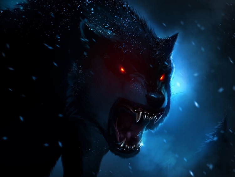 Злой огромный волк