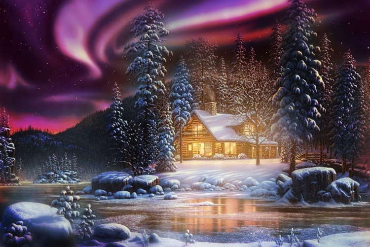 Красивые зимние открытки доброй ночи